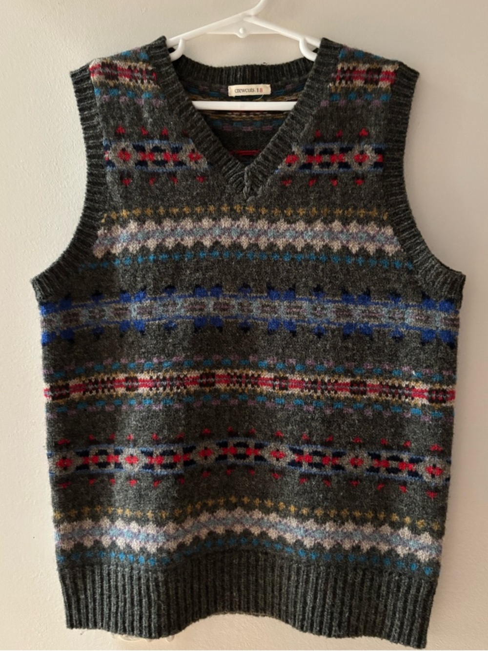 Crewcuts Fair Isle Wool Blend V-Neck Sweater Vest Boys Size 8